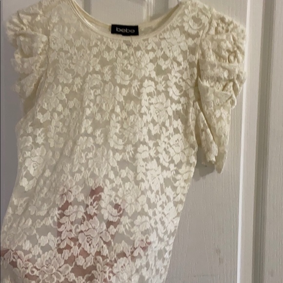BeBe Cream sheer lace top - Picture 2 of 4